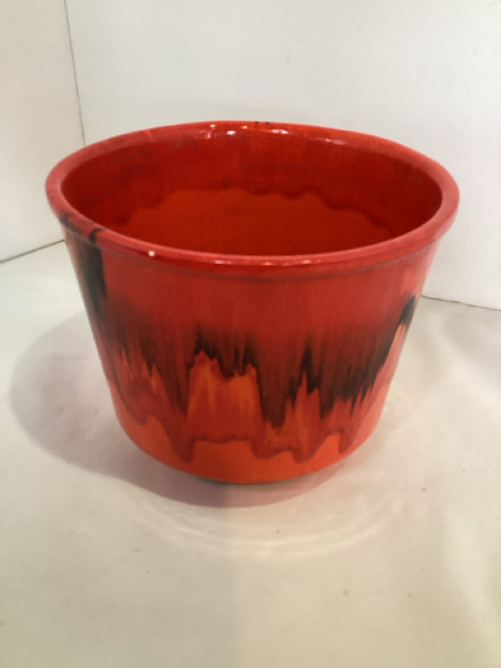California Pottery Mid-Century Orange Ceramic Drip Glaze Planter