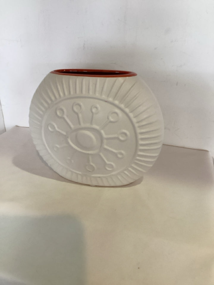 White/Orange Ceramic Vase