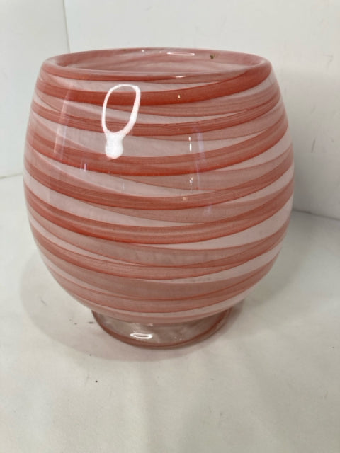 Red/White Glass Striped Vase