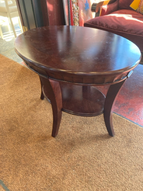 Side Wood Oval Tiered Brown Table