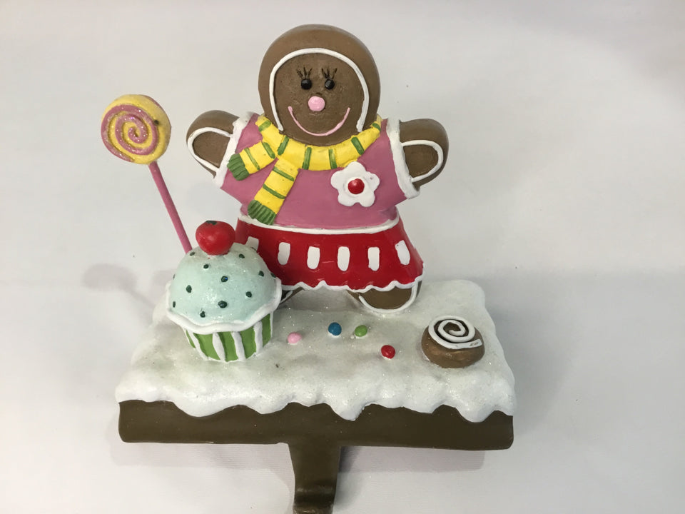 Stocking Hanger Multi-Color Resin Gingerbread Girl Holiday Item