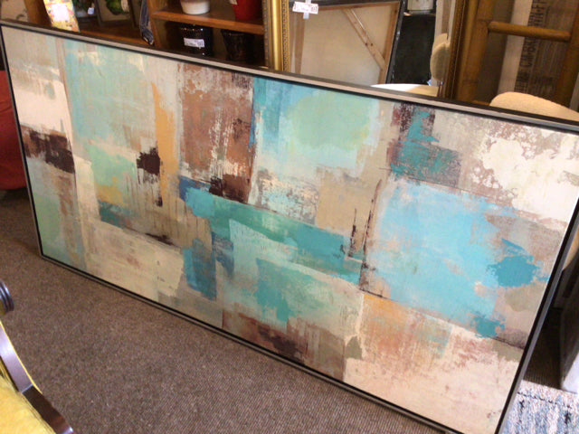 Modern Aqua/Brown Framed Art