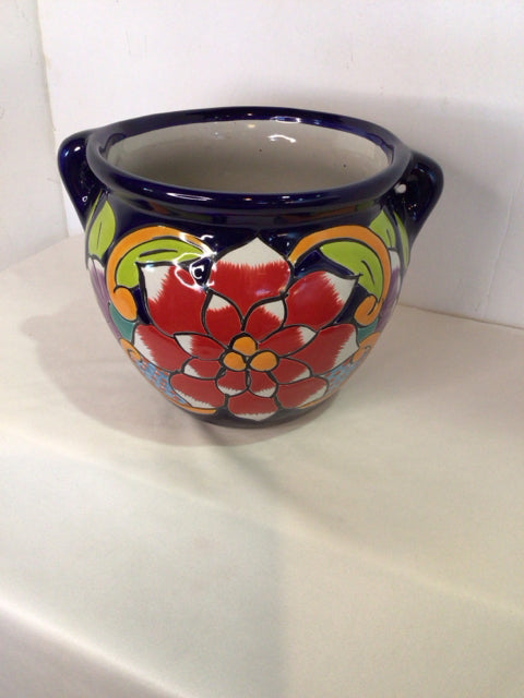 Blue/Multi Ceramic Flowers Planter