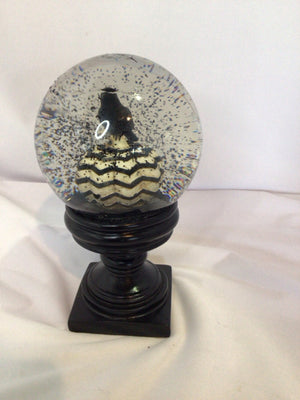 Halloween Black/White Glass Snow Globe Pumpkin Holiday Item