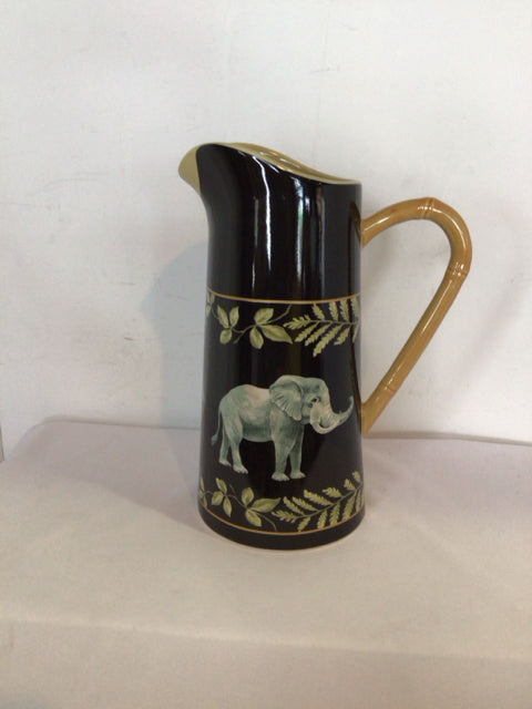 The Cellar Black/Tan Ceramic Elephant Pitcher
