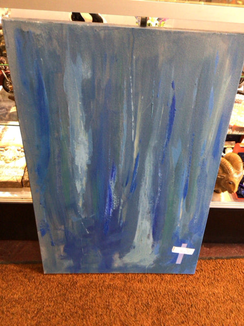 Modern Blue Stretch Canvas Art