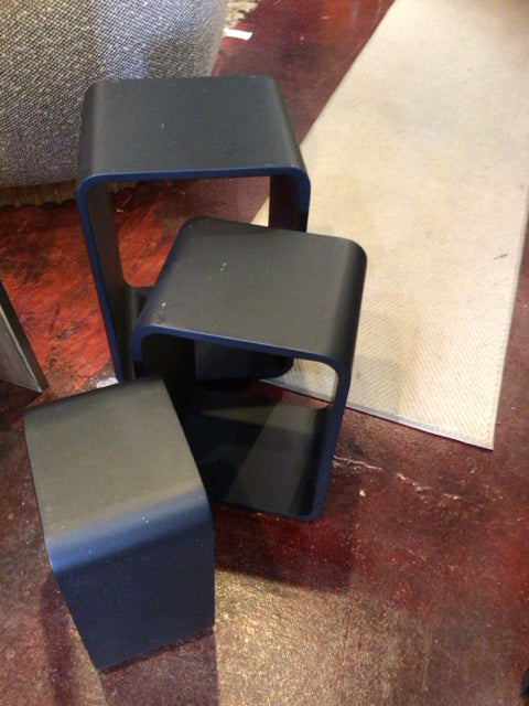 Side Wood Set of 3 Nesting Black Table