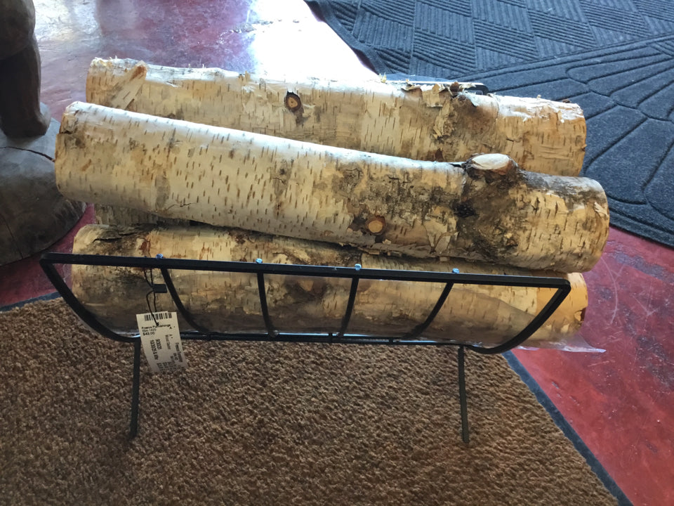 Mid-Century Black Metal W/Logs Wood Stacker