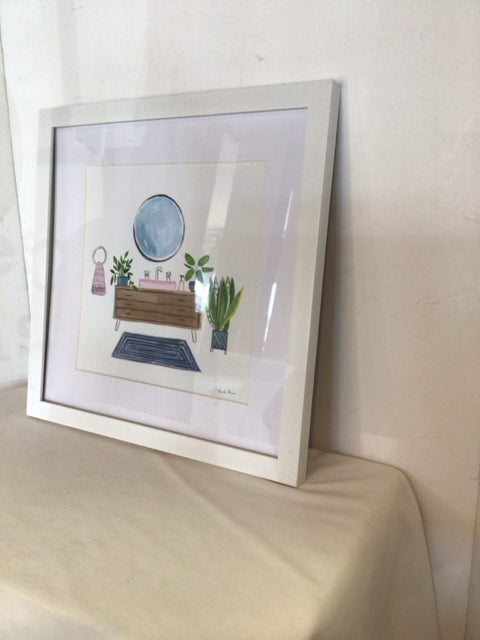 Bathroom White/lavender Framed Art
