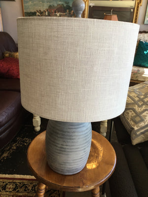 Gray Ceramic Ribbed Lamp