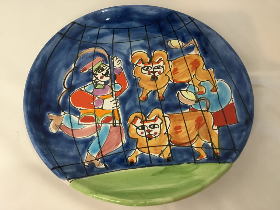 Whimsical Blue/Multi Ceramic Circus Plate