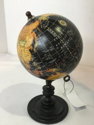 Mini Black/Orange Wood World Globe