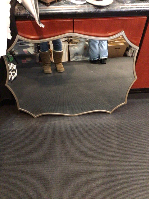 Gray Metal Scalloped Mirror