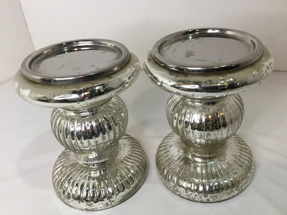 Pair Mercury Glass Candle Sticks