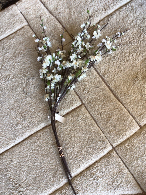 Set of 4 White Peach Floral Faux Flowers