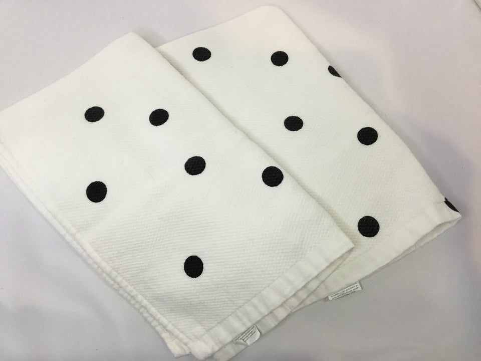 Kate Spade Pair White/Black Cotton Polka Dot Towel Set
