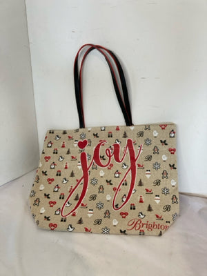 Brighton Christmas Tan/Red Canvas Bag Joy Holiday Item