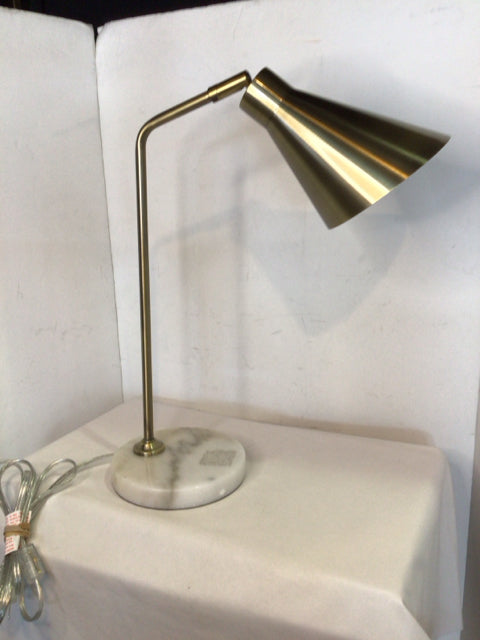 Antiqued Gold Metal/Marble Lamp