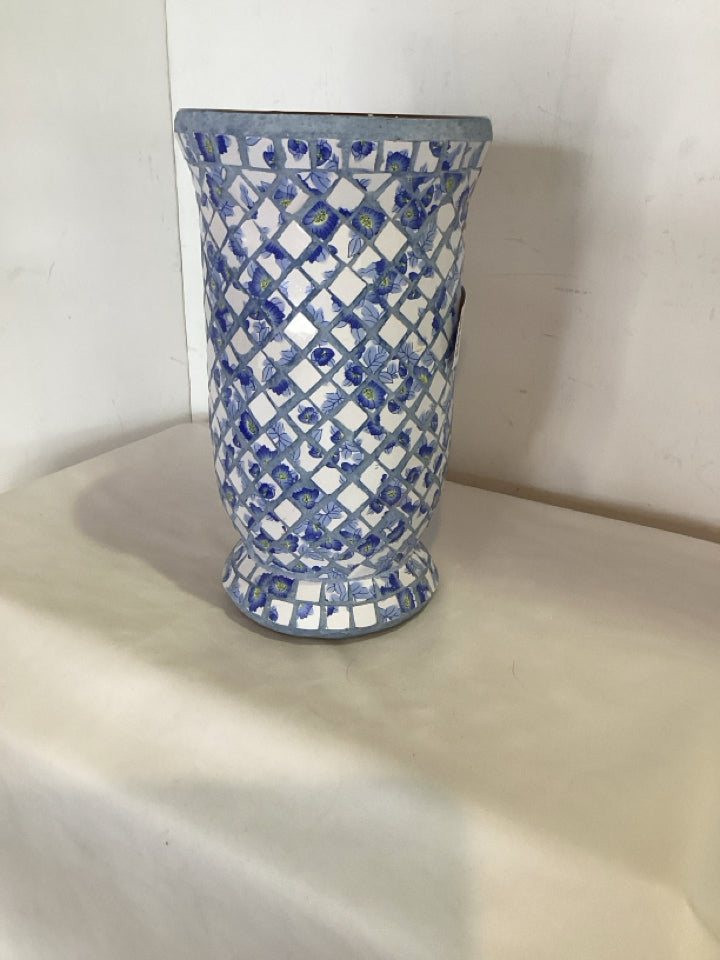 Blue/White Ceramic Mosaic Vase