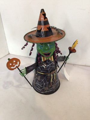 Halloween Black/Orange Metal Candle Holder Witch Holiday Item