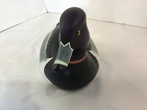 Signed Black/Multi Duck Painted Sculpture