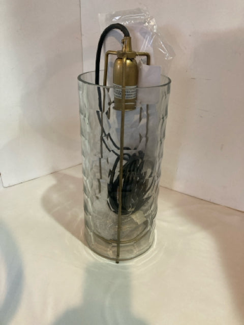 Hanging Glass/Metal Pendant Clear/Gold Light Fixture