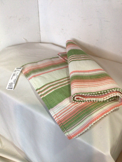 Set of 4 White/Pink Stripe Placemats