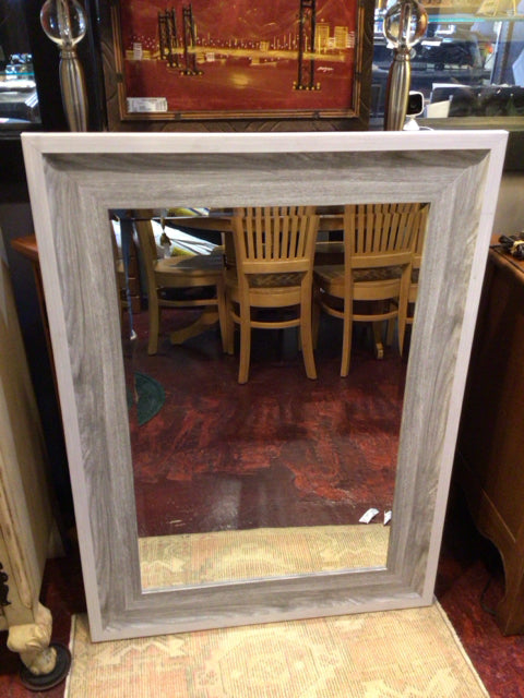 Beveled Gray Wood Mirror