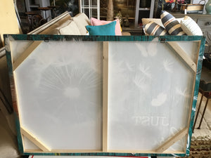 Teal/White Canvas Dandelion Words Stretch Canvas Art