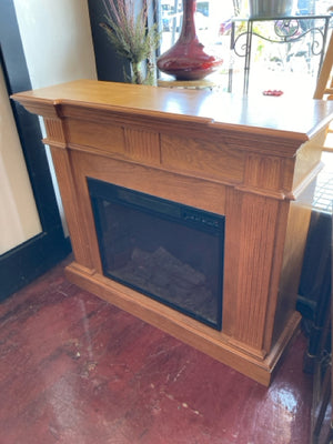 Light Wood Electric Fireplace