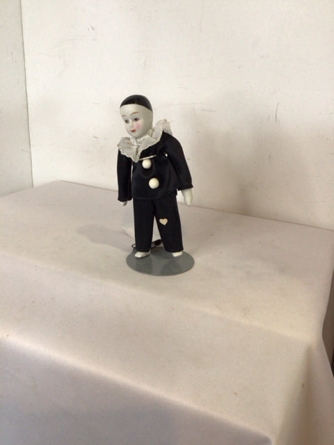Black/White Porcelain Clown Doll Figurine