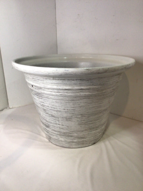 Gray/White Resin Planter