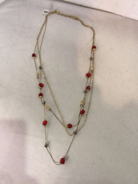 Red/Gray Double Necklace