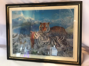 3D Blue/White Tiger Framed Art