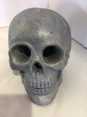 Silver Plaster Skull Holiday Item