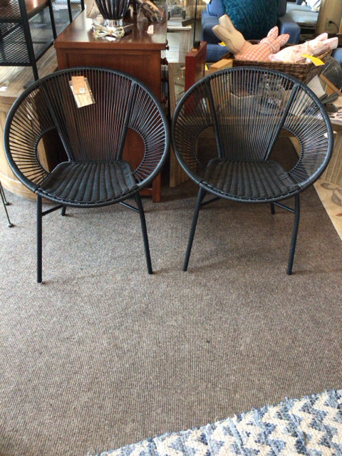 World Market Outdoor/Outside Plastic Pair Egg Black Chair Set
