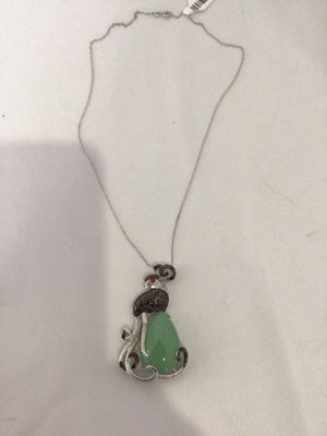 Green/Silver Peacock Necklace
