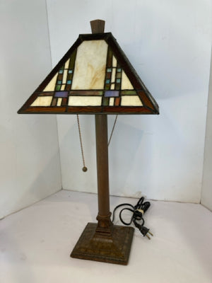 Mission Brown Stained Glass Lamp