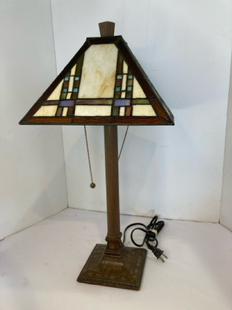 Mission Brown Stained Glass Lamp