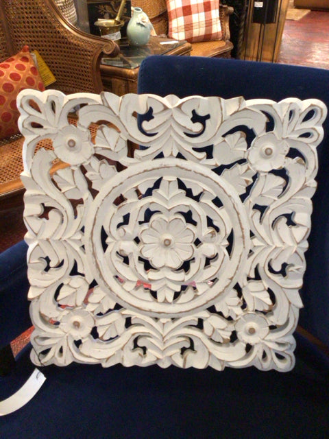 Wood Flowers White Wall Decoration Art