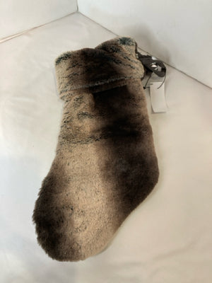Christmas Gray Faux Fur Stocking Bells Holiday Item