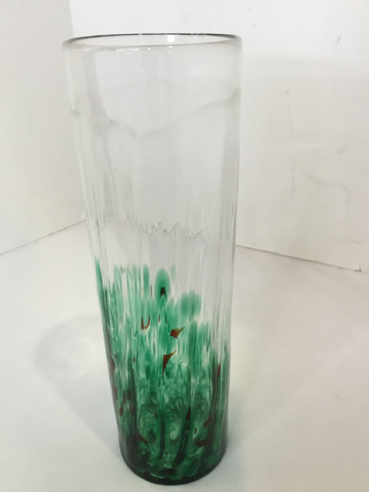 Kitras Cylinder Green/Red Glass Vase