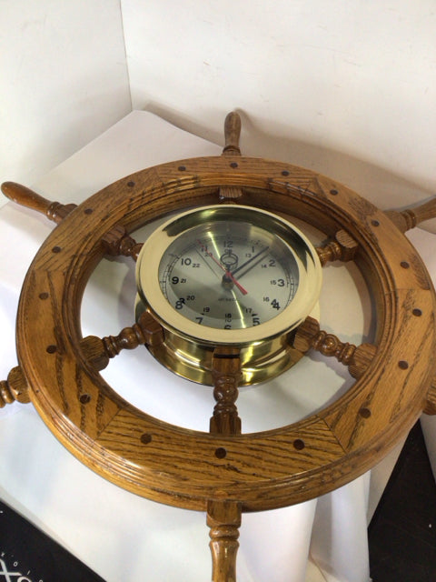Nautical Wood Ship Wheel Clock