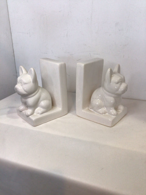 White Ceramic Dog Book End