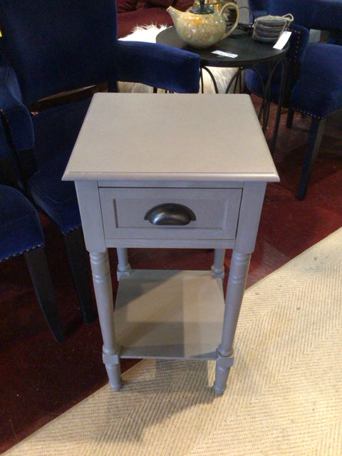 Side Wood 1 drawer Gray Table