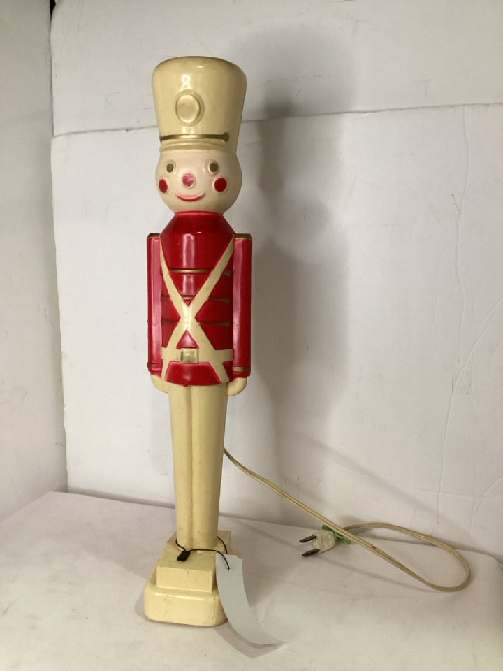 Vintage Christmas Red/white Plastic Nutcracker Light up Holiday Item