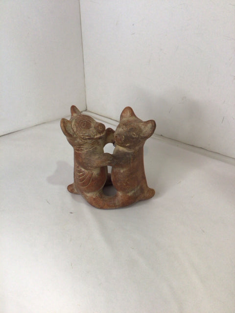 Ethnic Brown Pottery Dogs Statue