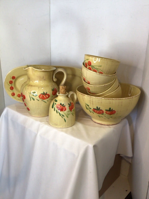 Yellow/Multi Ceramic 10 Piece Dish Set
