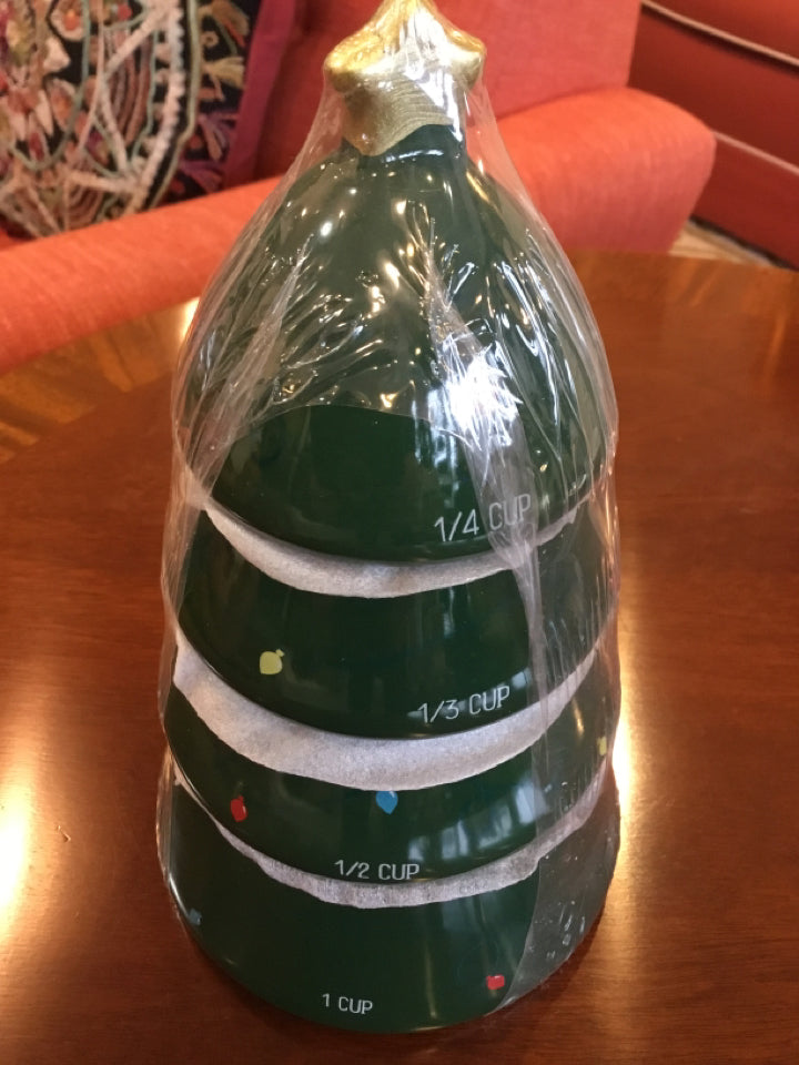 Measuring cups Green Ceramic Christmas Tree Holiday Item