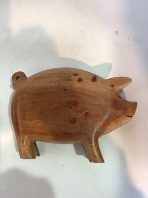 Brown Wood Pig Bowl